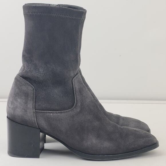 AQUATILIA Grey Suede Side Zip Heeled Boots Sz 9 - Picture 2 of 8